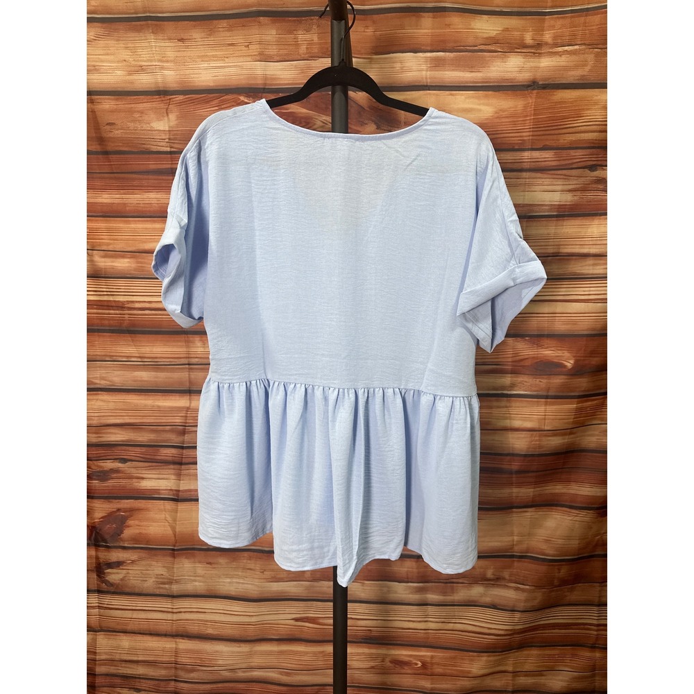 Sage + Fig Light Blue V-Neck Babydoll Peplum Top ST7585 Medium NWT - Picture 3 of 7